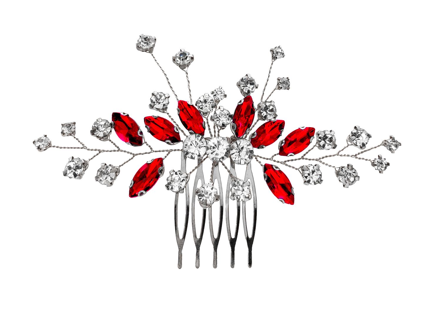 Ruby Red Silver Hair Comb