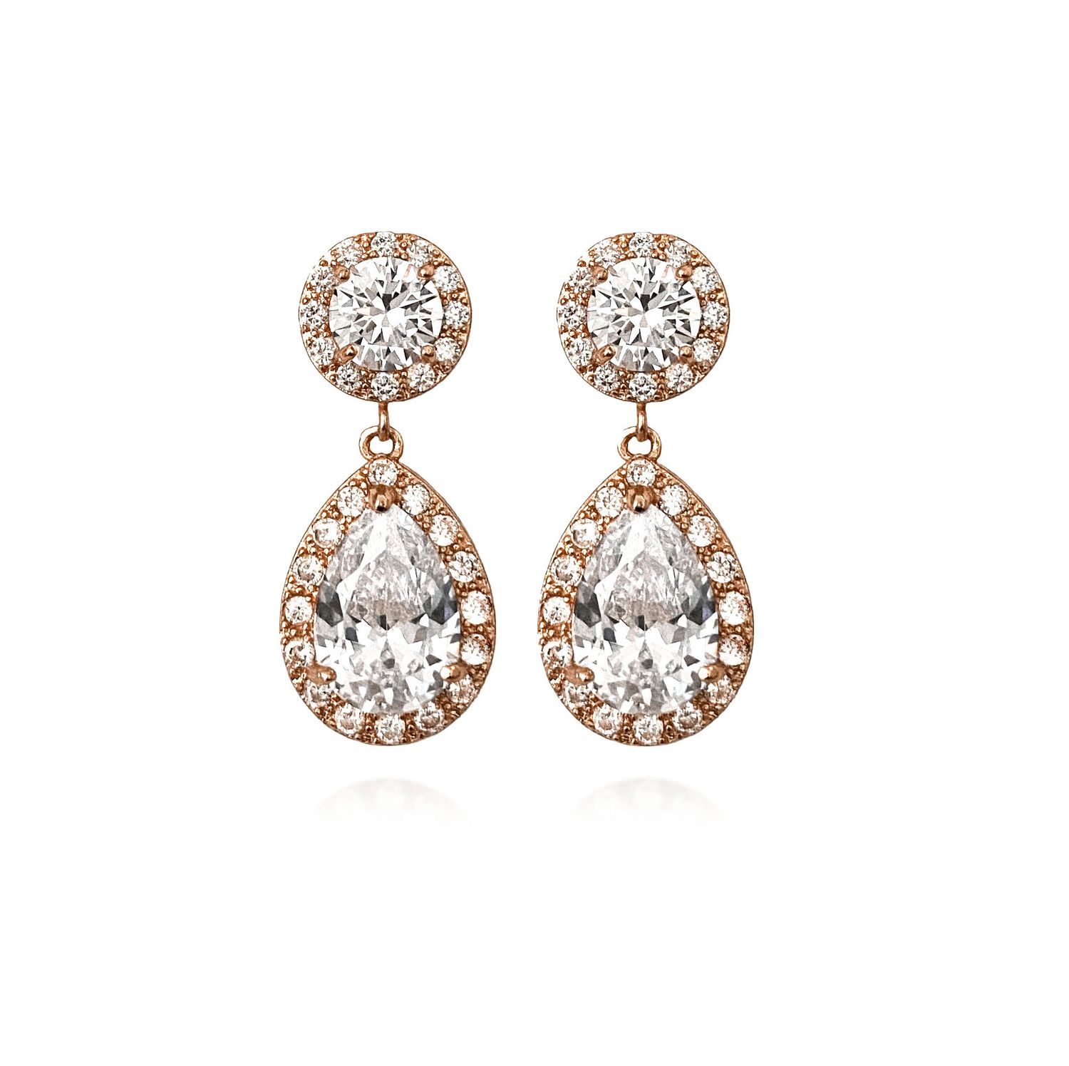 Rose Gold Cubic Zirconia  Statement Earrings