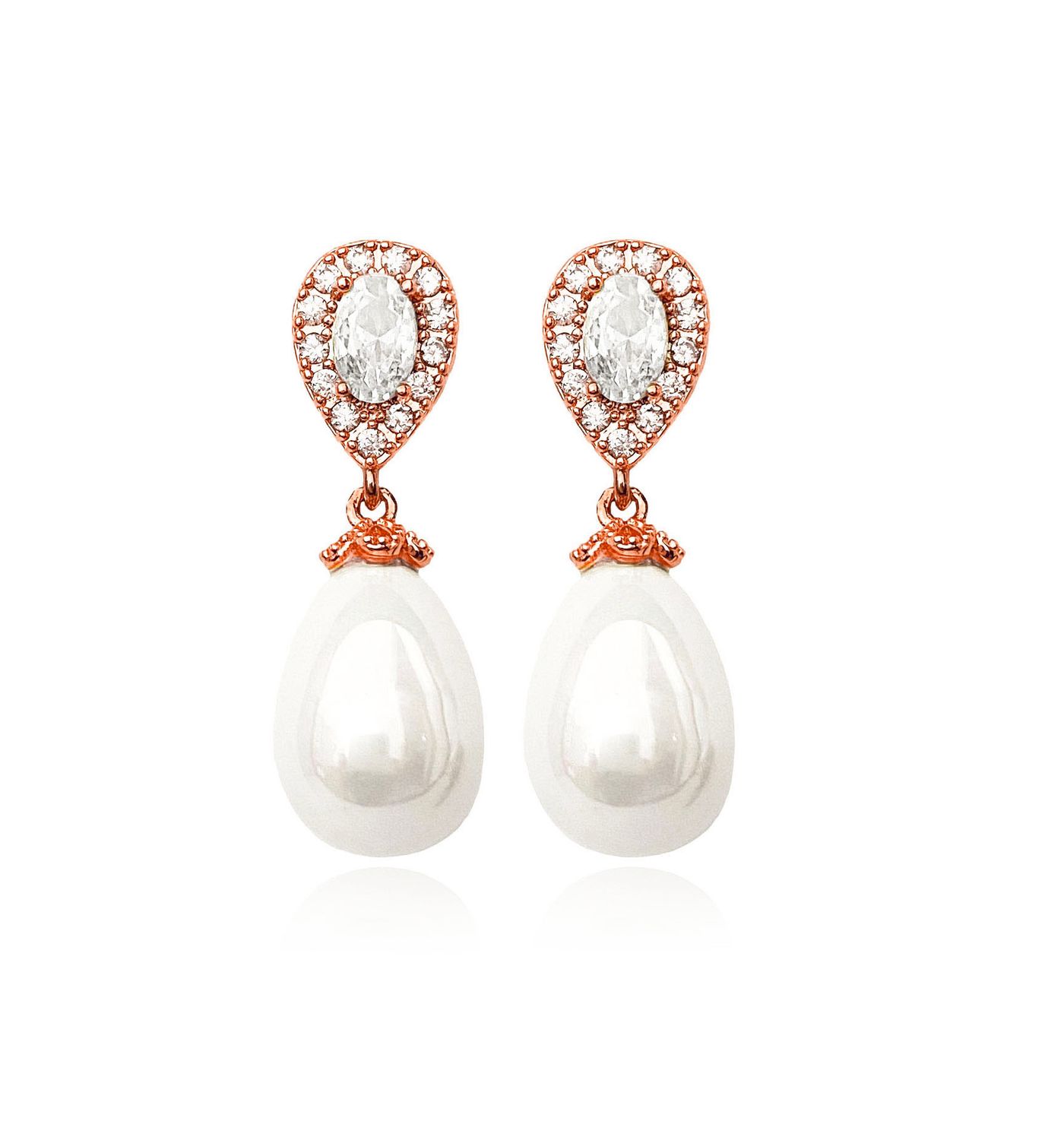 Rose Gold Pearl Teardrop Earring