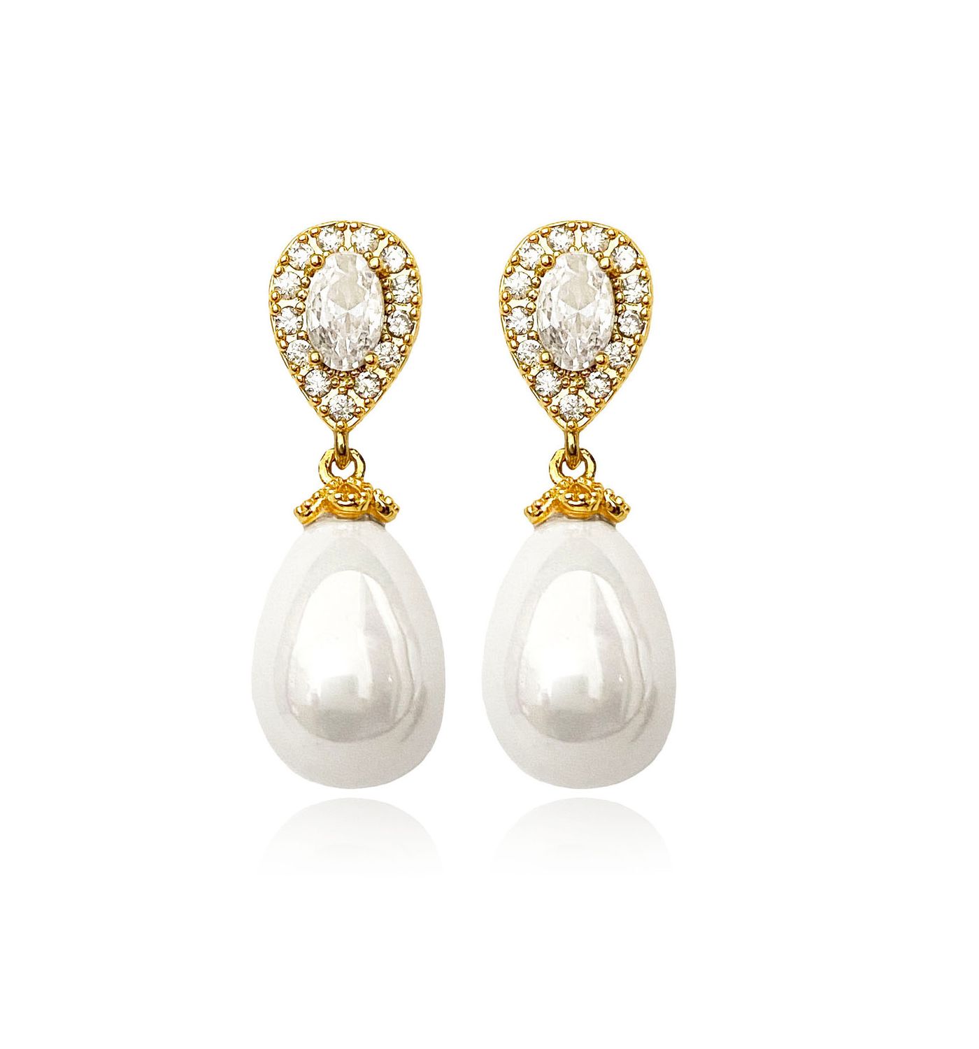Yellow Gold Pearl Teardrop Earring