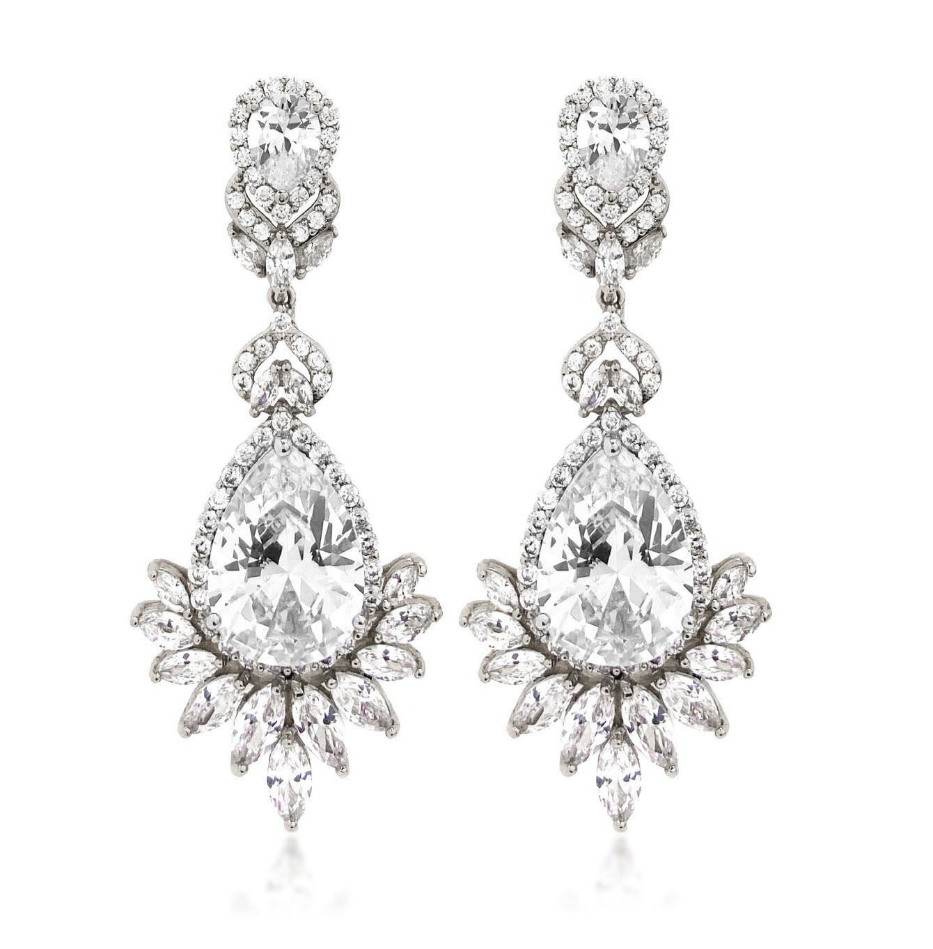 Silver Dangle Peacock Earrings