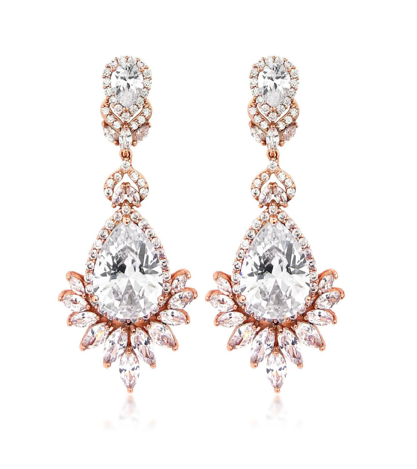 Rose Gold Dangle Peacock Earrings