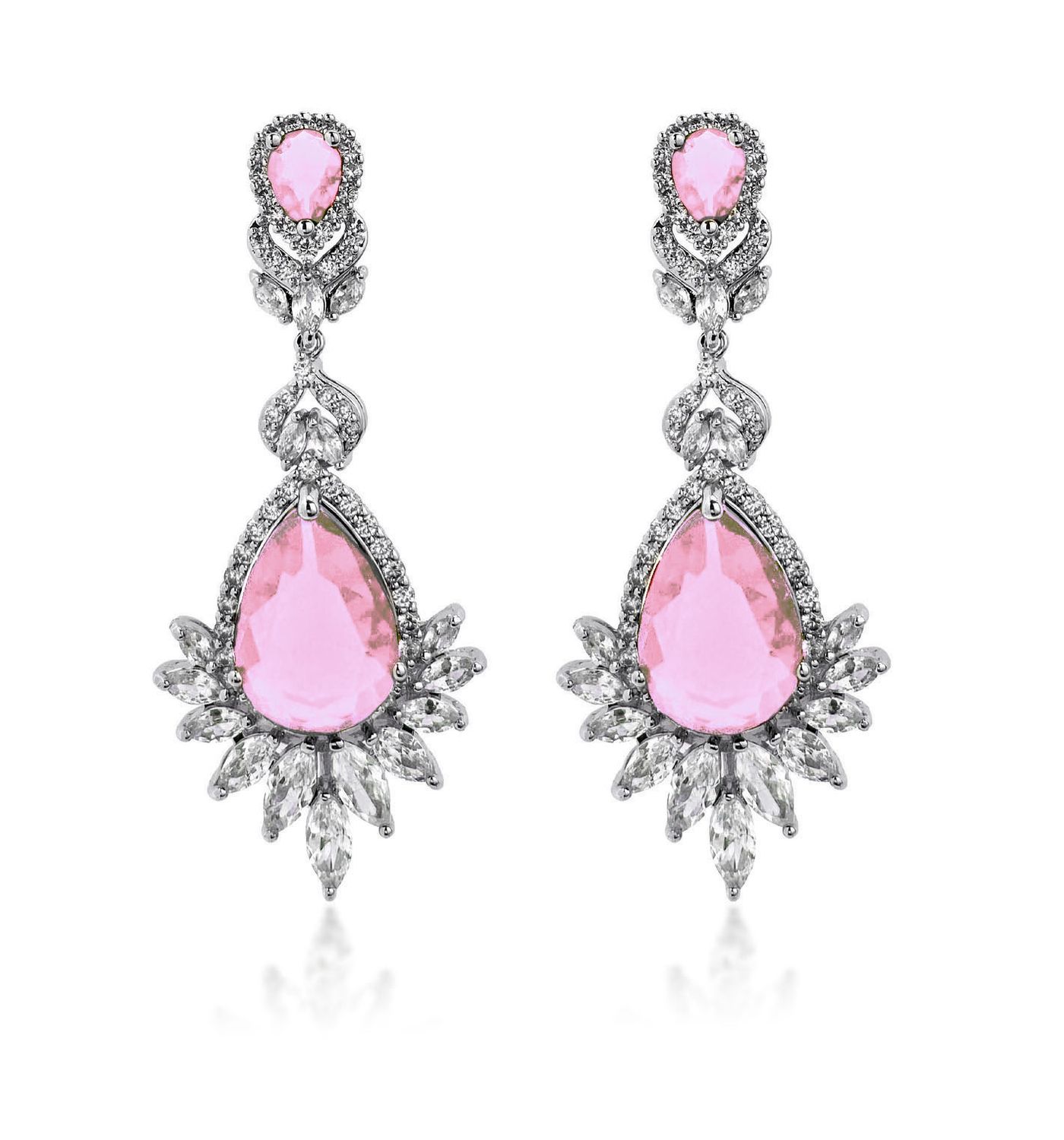 Pink Dangle Peacock Earrings