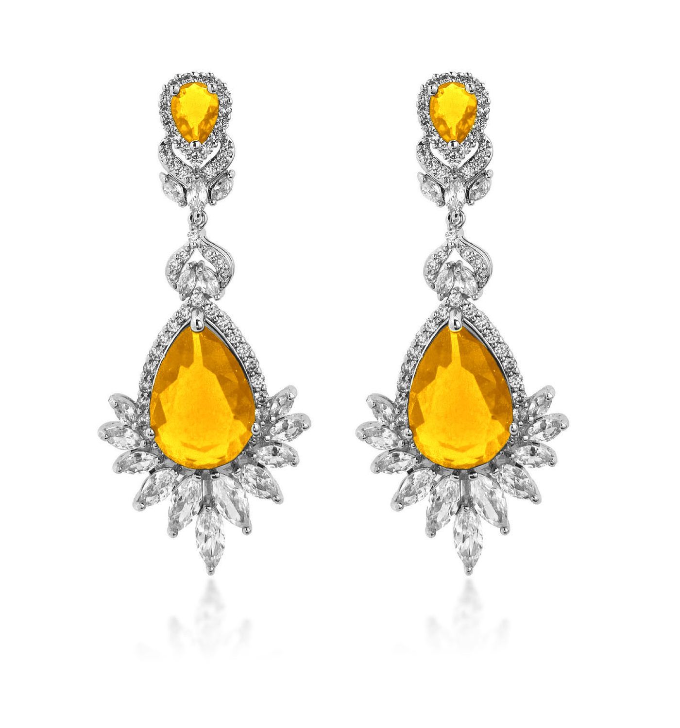 Champagne Dangle Peacock Earrings