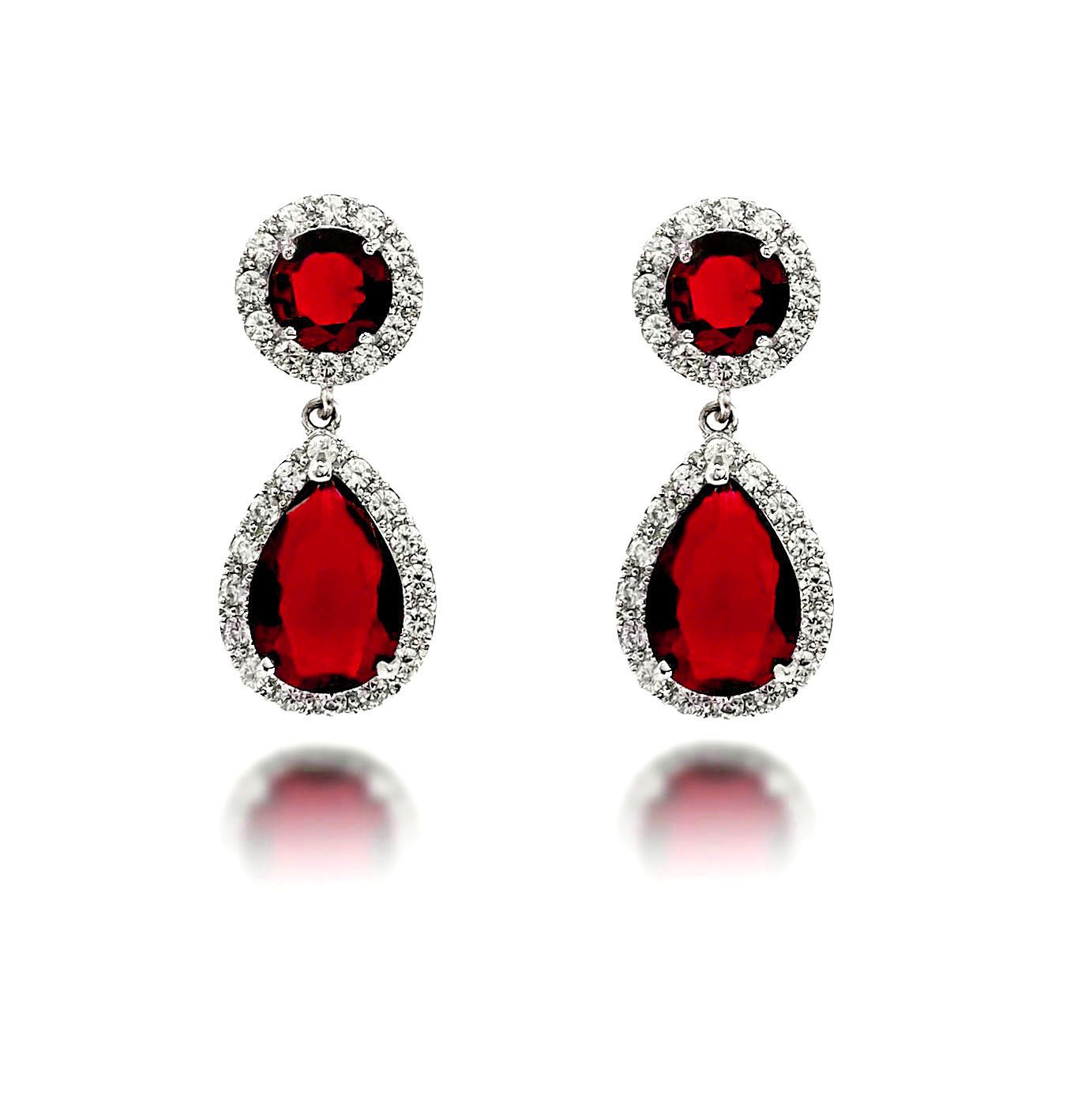 Ruby Red Cubic Zirconia Statement Earrings
