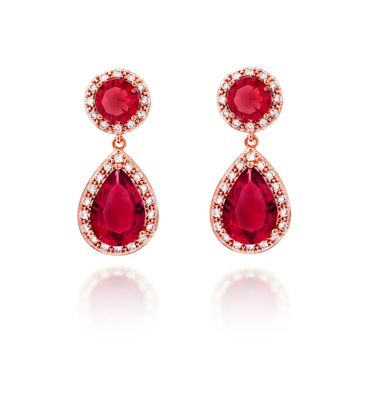 Ruby Red Cubic Zirconia Statement Earrings
