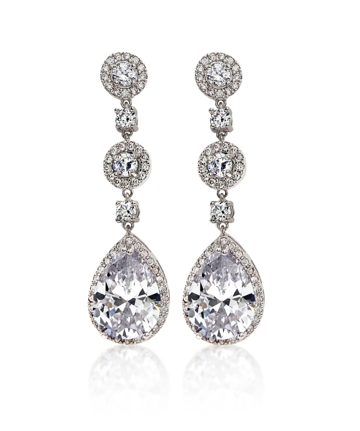 Cubic Zirconia Pear Dangle Earrings