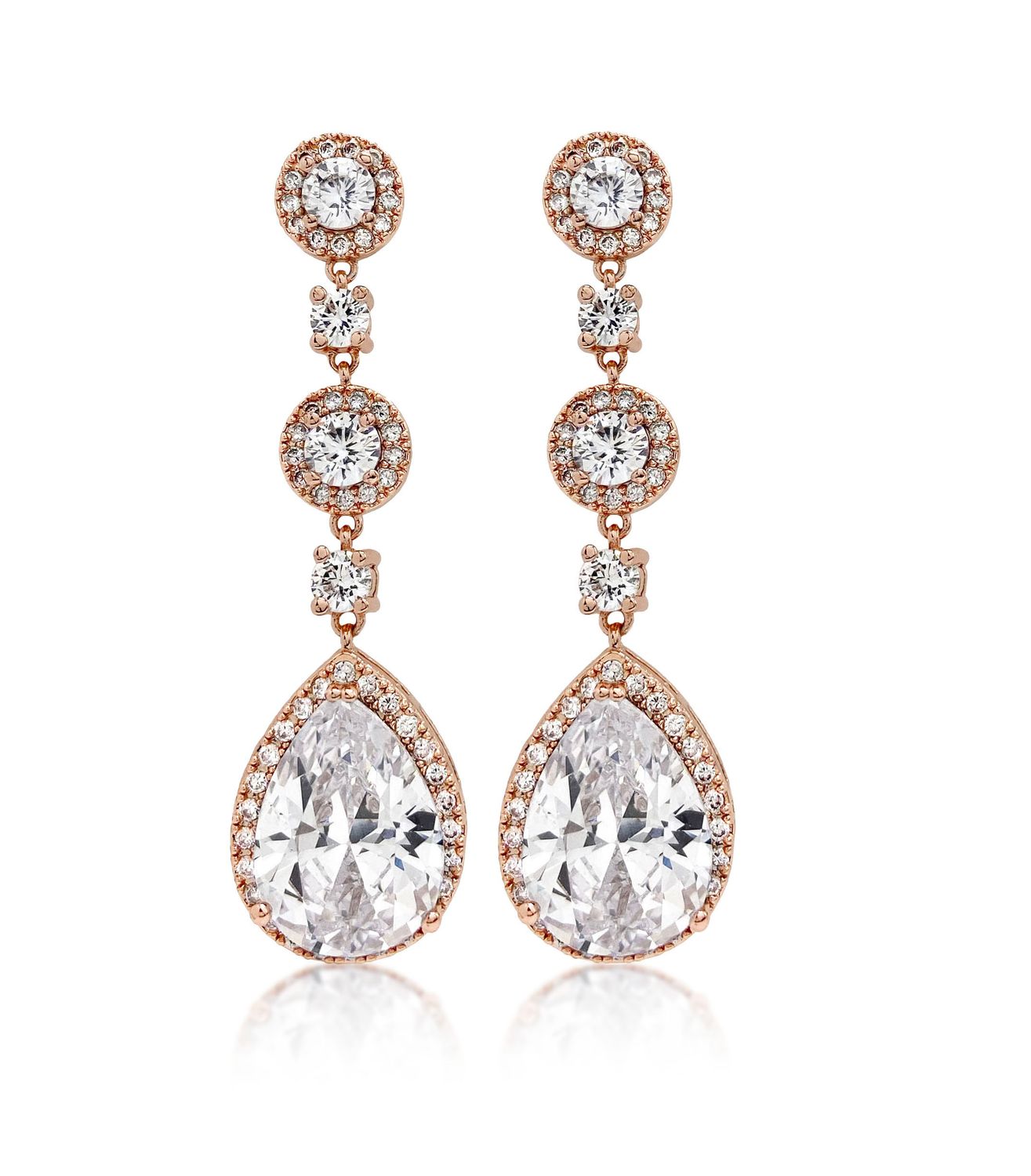 Cubic Zirconia Pear Dangle Earrings