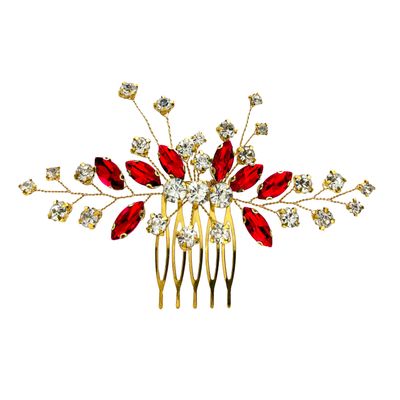 Siam Red Floral Leaf Hair Comb