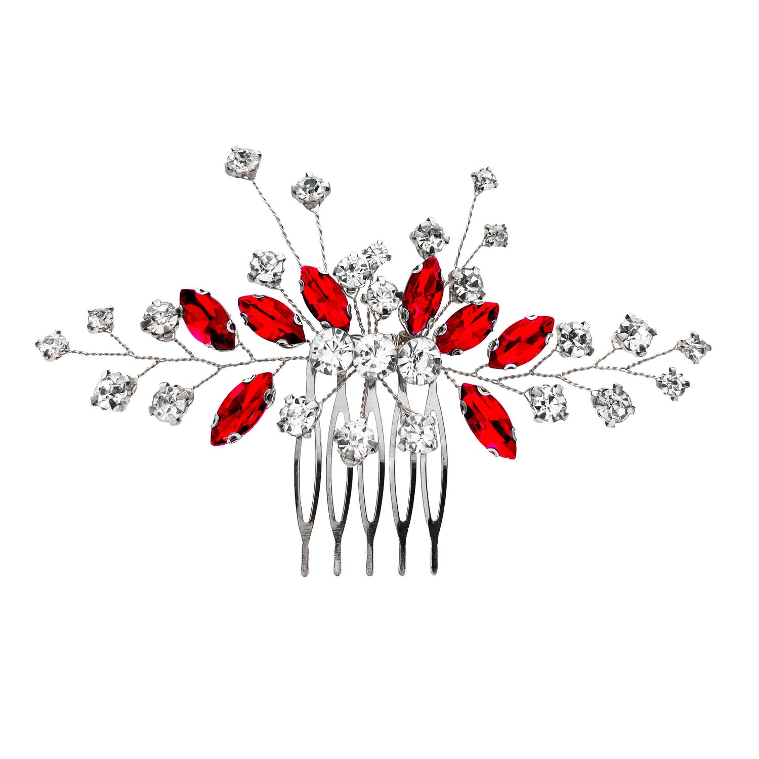Siam Red Floral Leaf Hair Comb