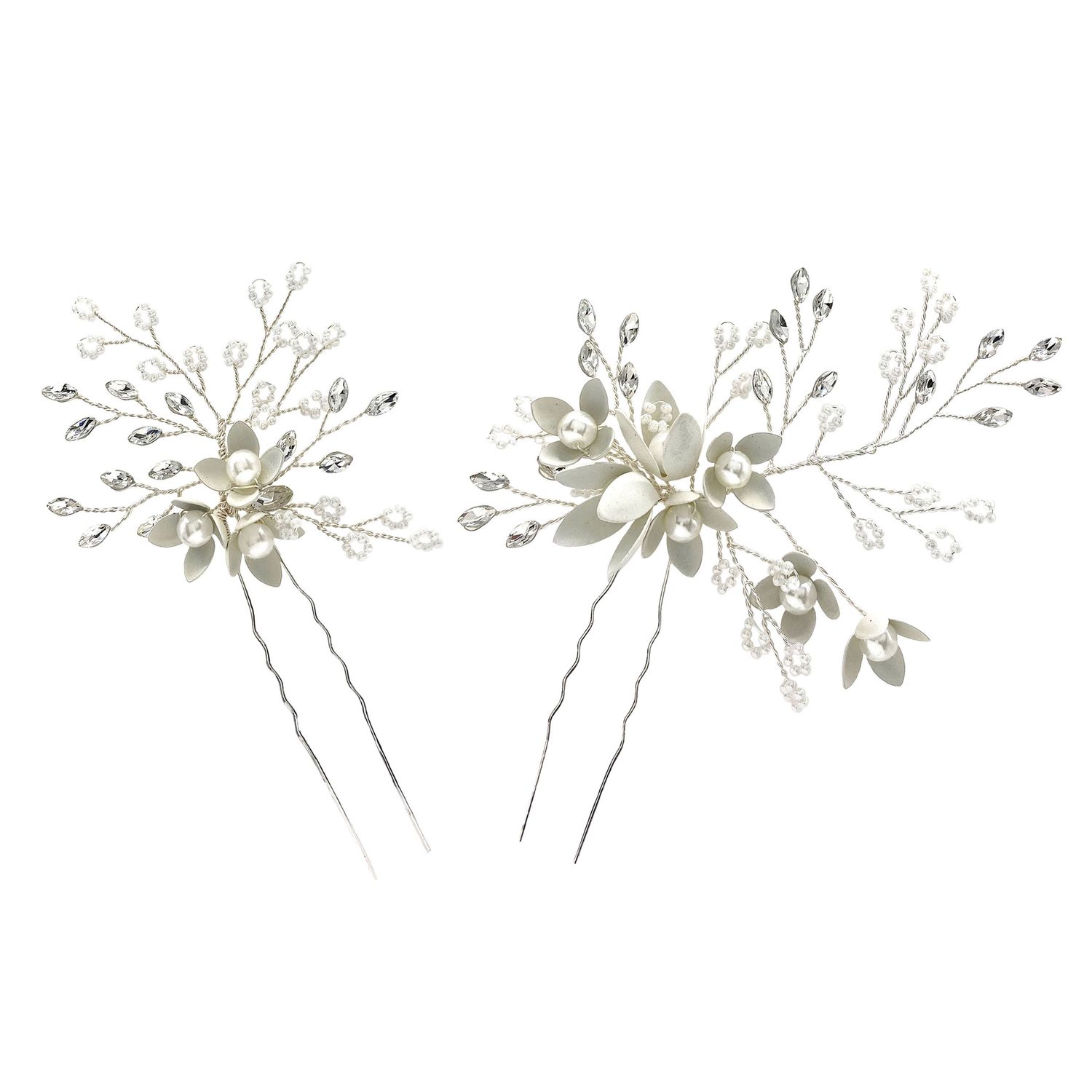 Floral Pearl Silver Hair Pins