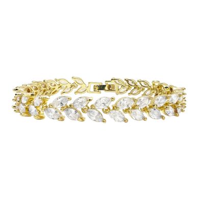 Cubic Zirconia Leaf Tennis Bracelet