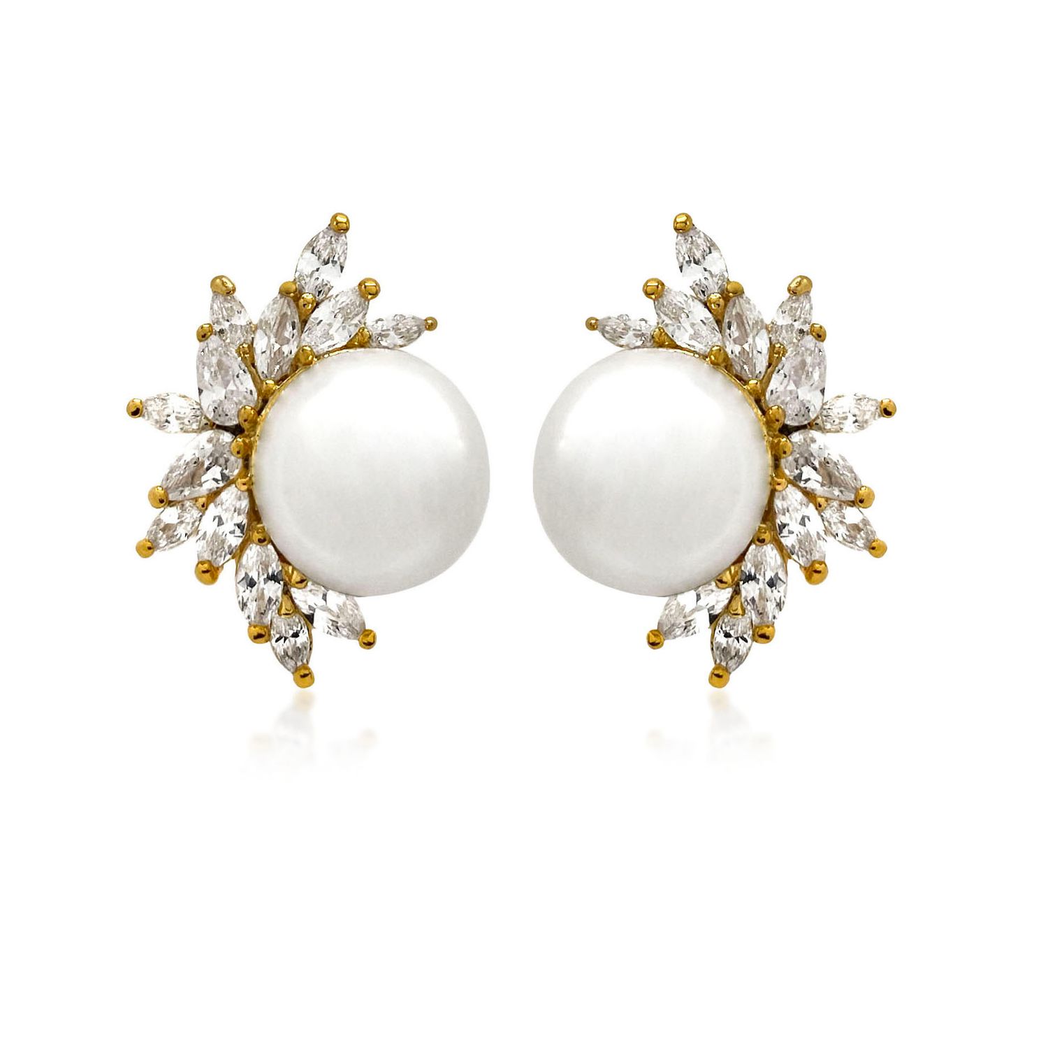 Feathered Pearl Stud Earrings