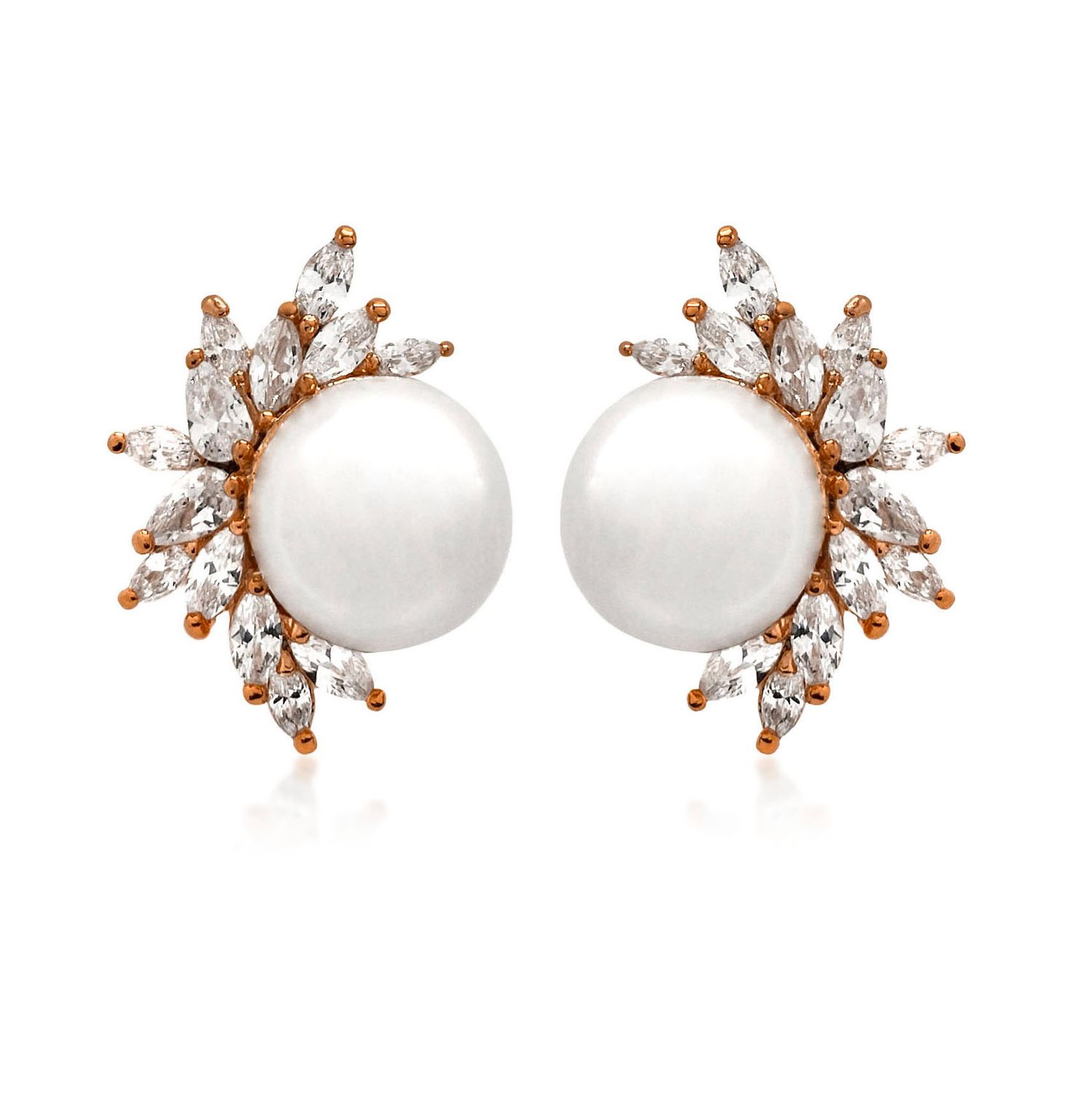 Feathered Pearl Stud Earrings