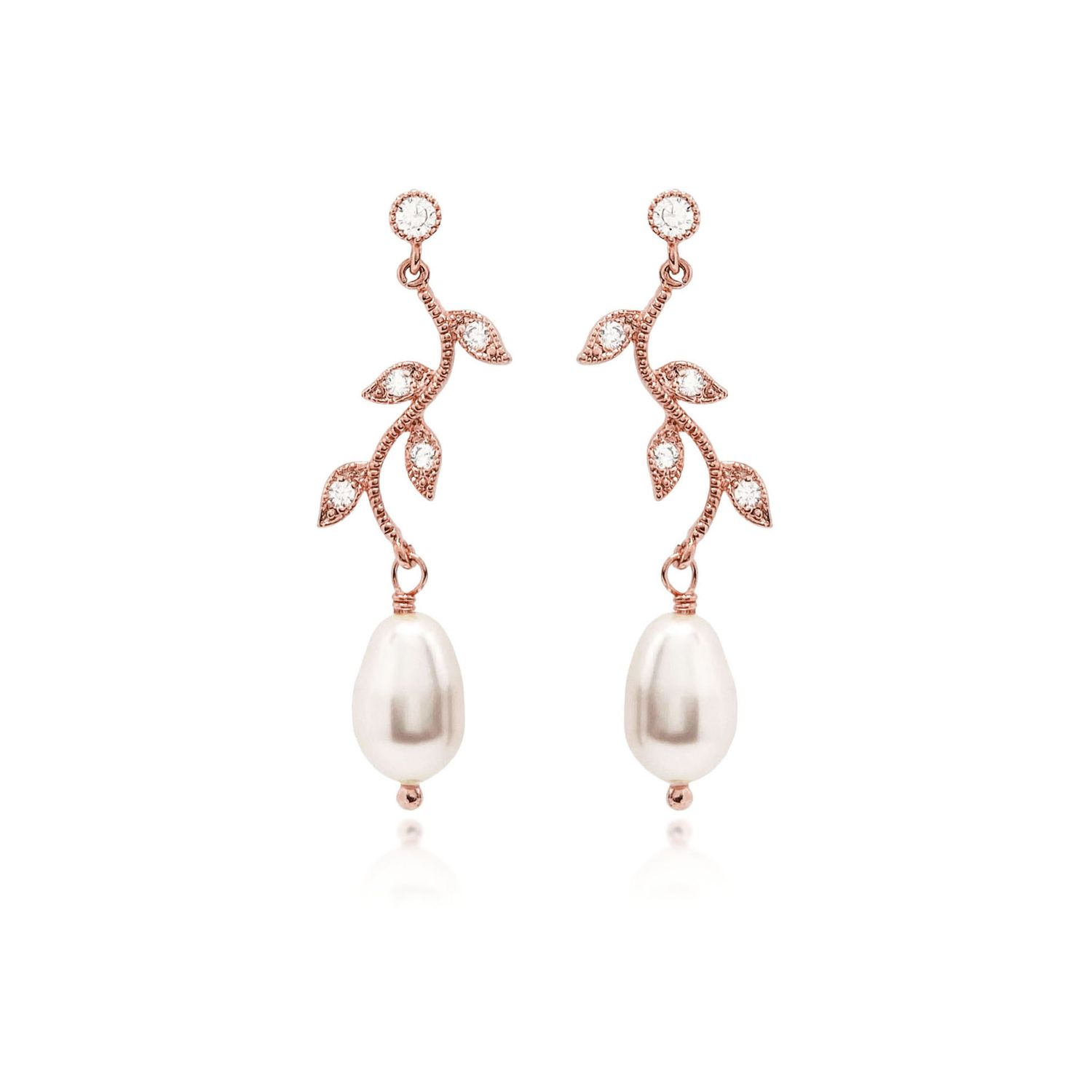 ELARA Vine Pearl Drop Earrings