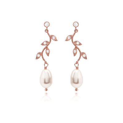 ELARA Vine Pearl Drop Earrings