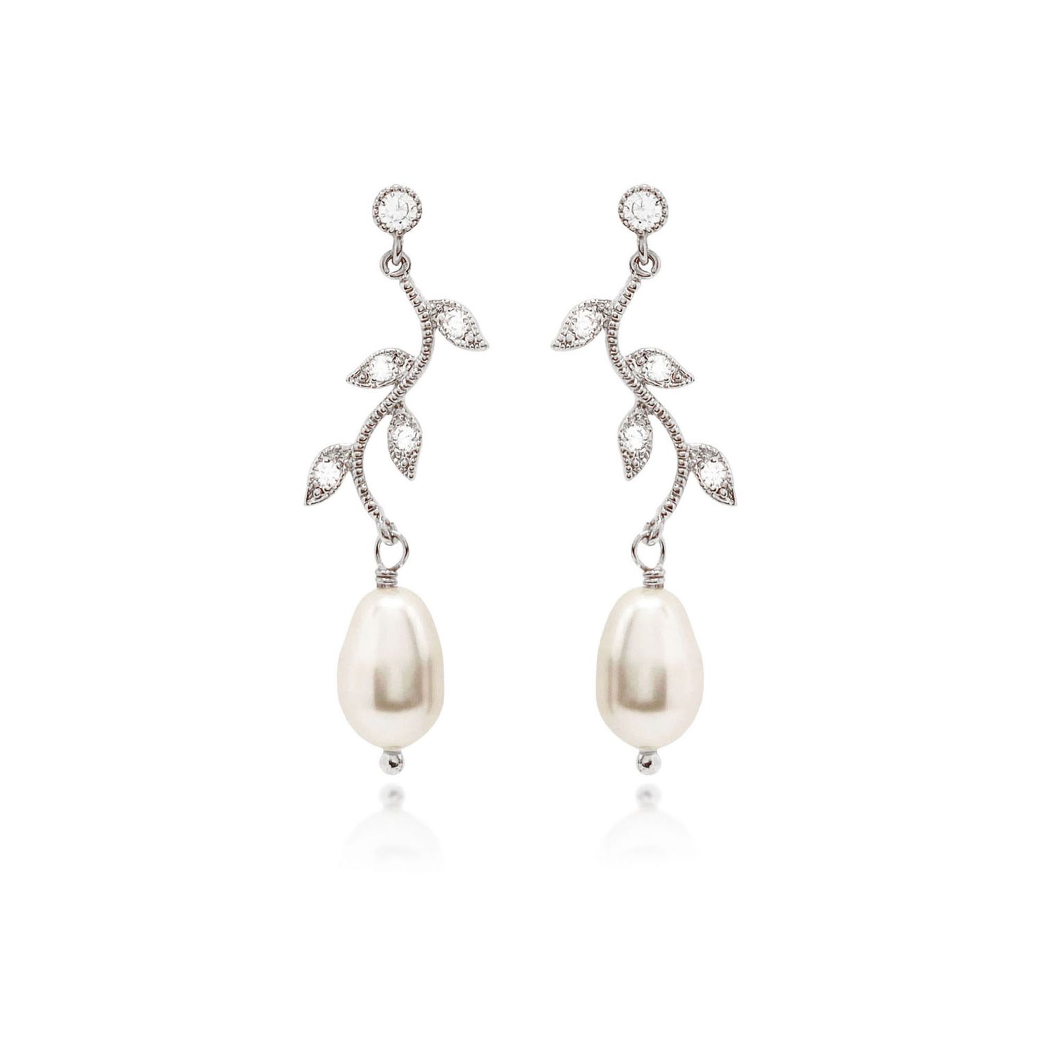 ELARA Vine Pearl Drop Earrings