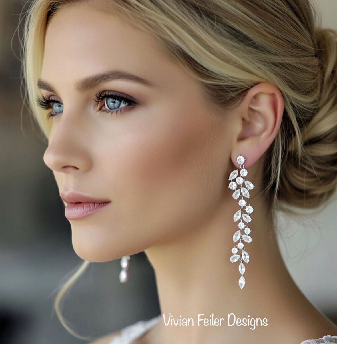 BRIDAL Earrings Long WEDDING Earrings Marquis Silver, Gold, Rose Gold Cubic Zirconia Tear Drop Glamorous Prom Pageant Earrings