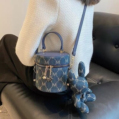 Bunny Bucket Handbag with Crossbody strap (Blue)
