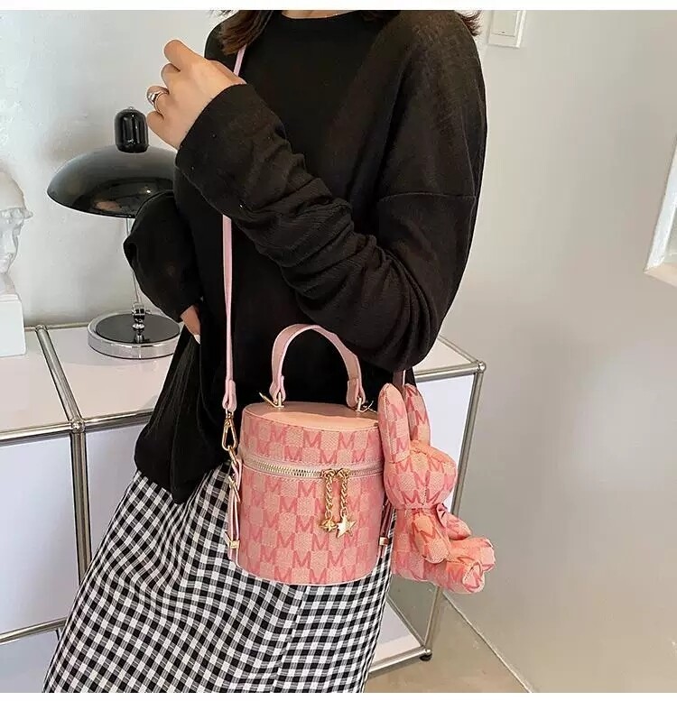 Bunny Bucket Handbag with Crossbody strap (PINK)