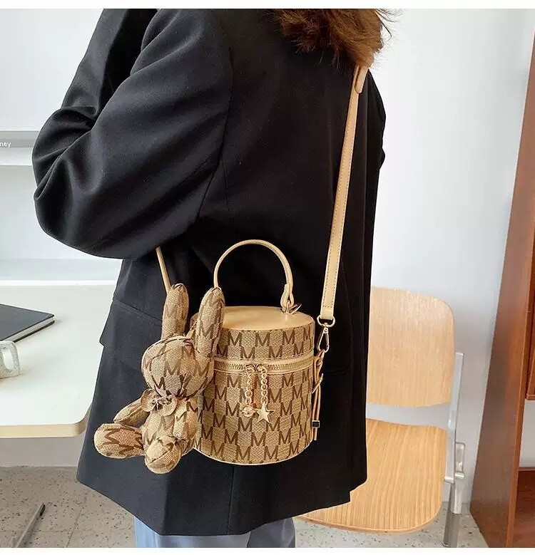 Bunny Bucket Handbag with Crossbody strap (Brown)