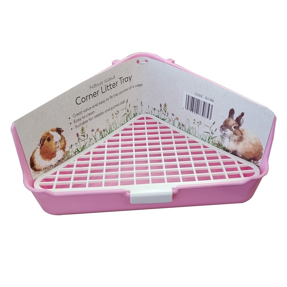 Nature Island Rabbit Toilet - Corner Litter Tray with Plastic Grid - Pink