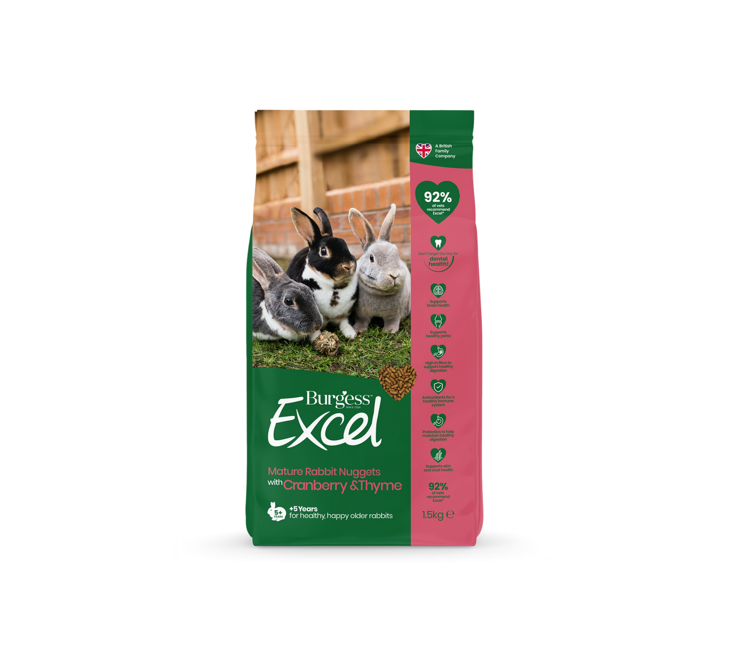 Burgess Excel Rabbit Pellets with Cranberry and Thyme for Mature Rabbits 1.5kg