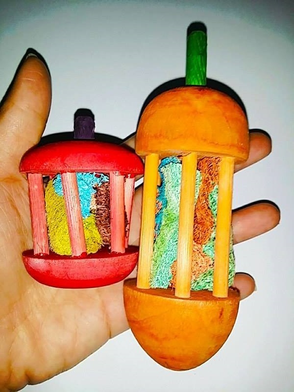 Timber &amp; Loofah Flip &amp; Toss Apple + Carrot Toy Set
