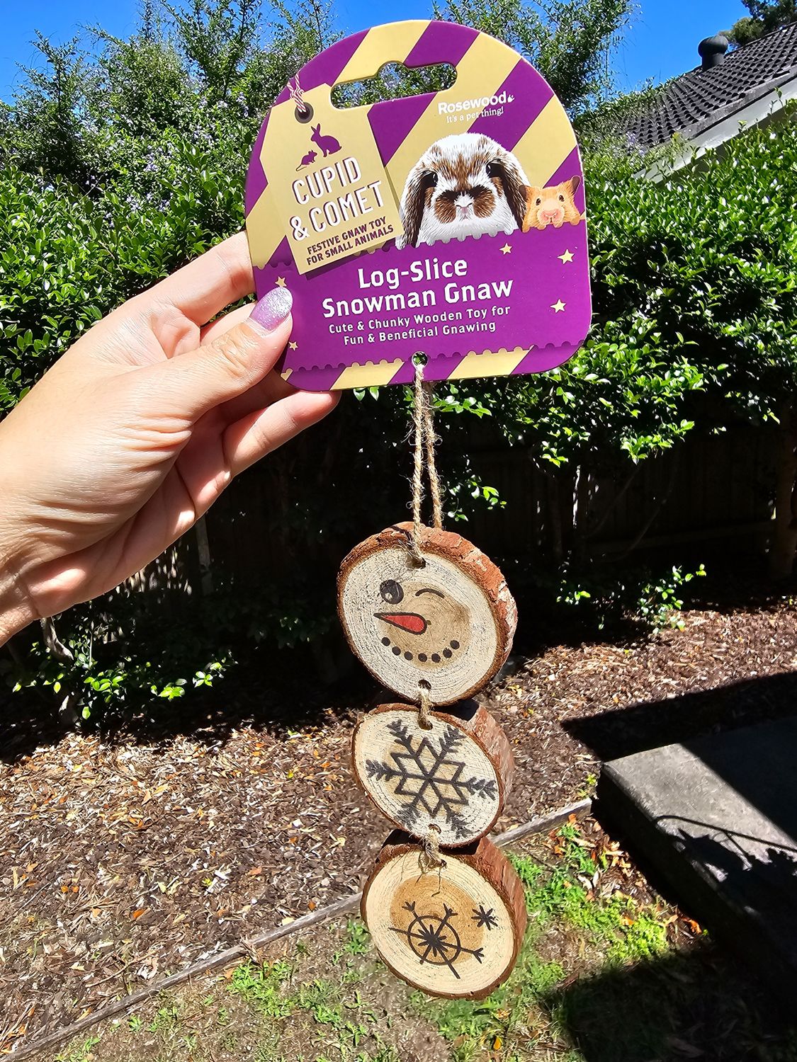 Rosewood Log Slice Snowman Gnaw