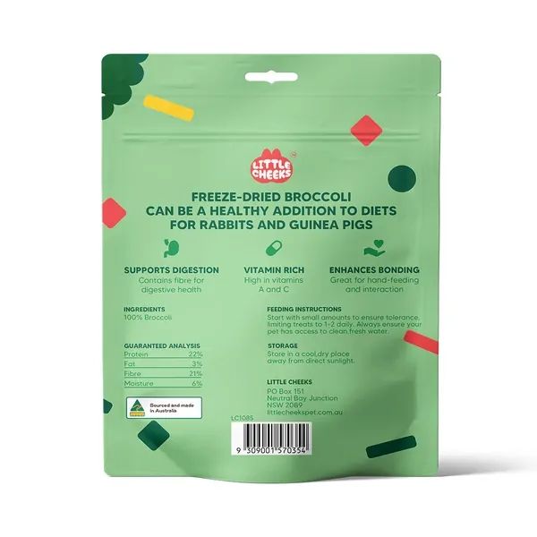 Little Cheeks Freeze Dried Broccoli Treats for Rabbits &amp; Guinea Pigs 10g
