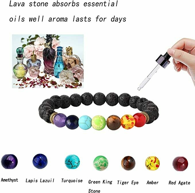 Lava Stone Bracelet Chakras Bead Natural Stone Bracelet Oil Diffuser Bracelet