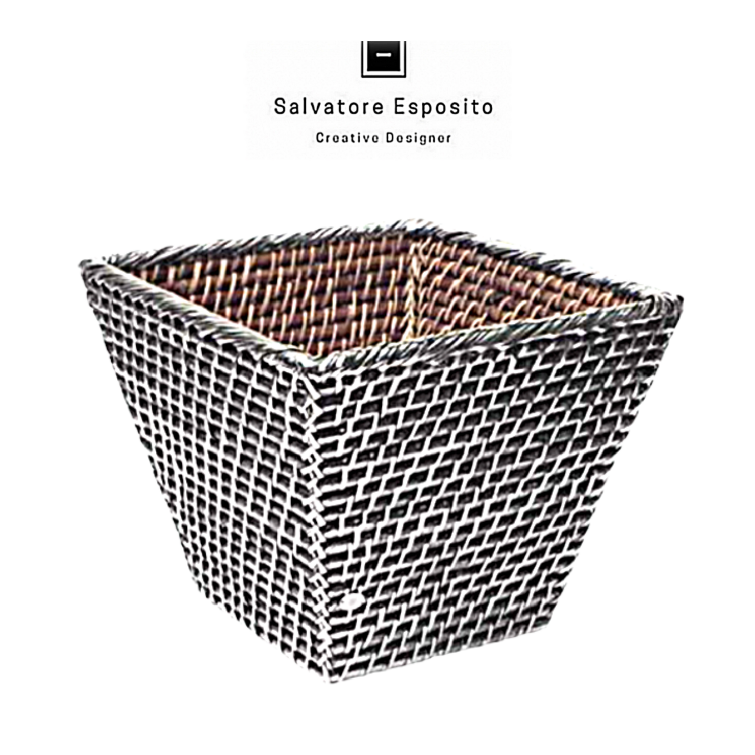 Vaso in rattan naturale rivestito in argento