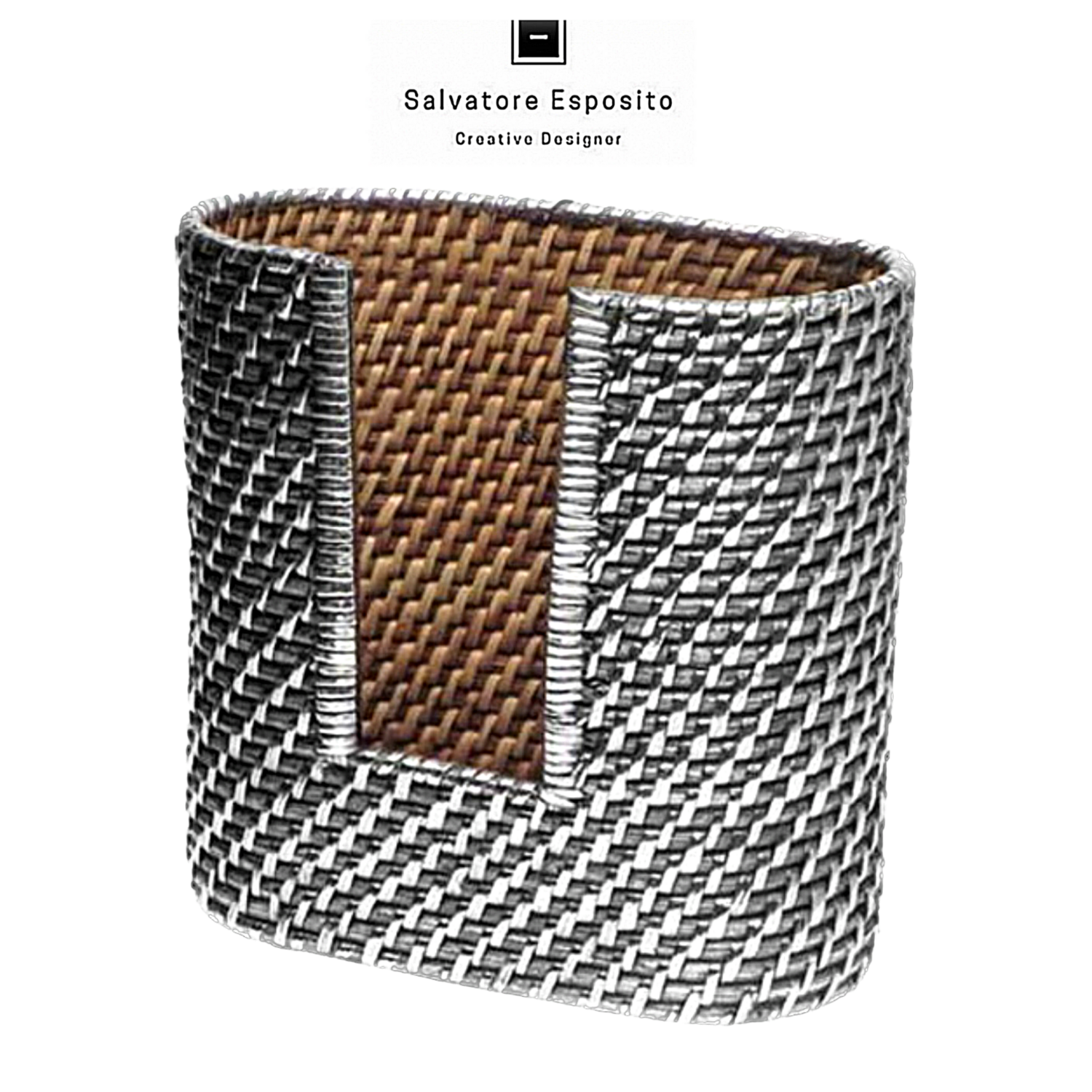 Porta Bicchieri Rattan ed Argento