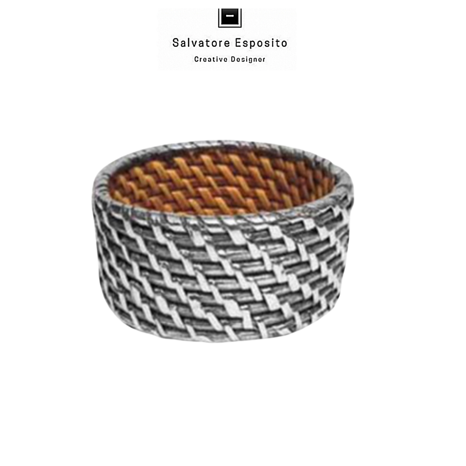 Sottobottiglia in rattan ed Argento