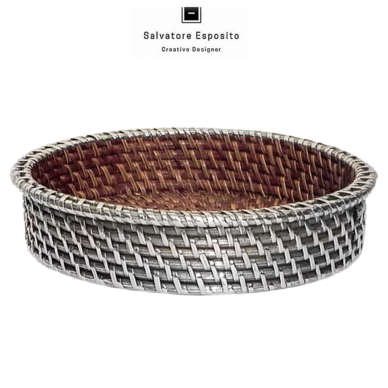 Svuota tasche in rattan ed argento
