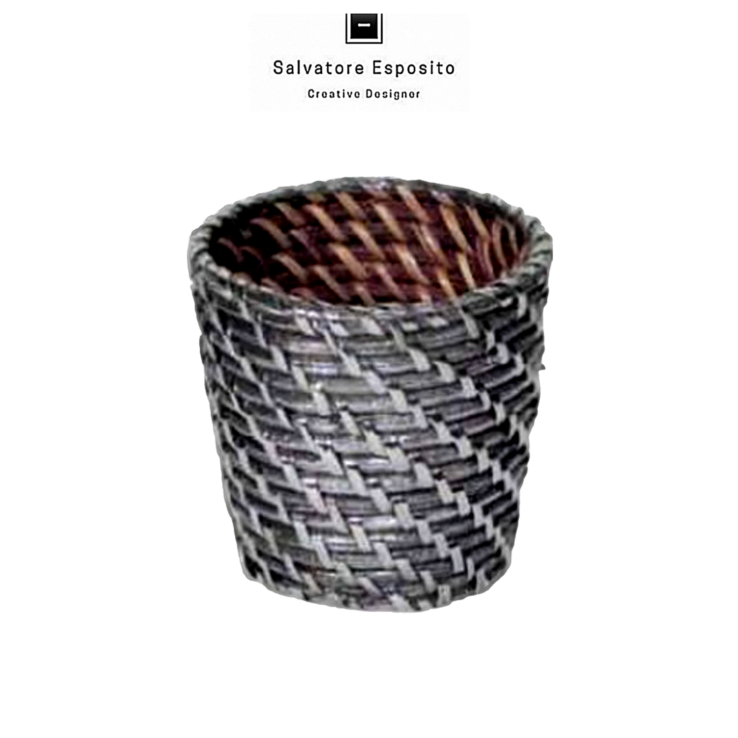 Porta bicchiere in rattan rivestito in argento
