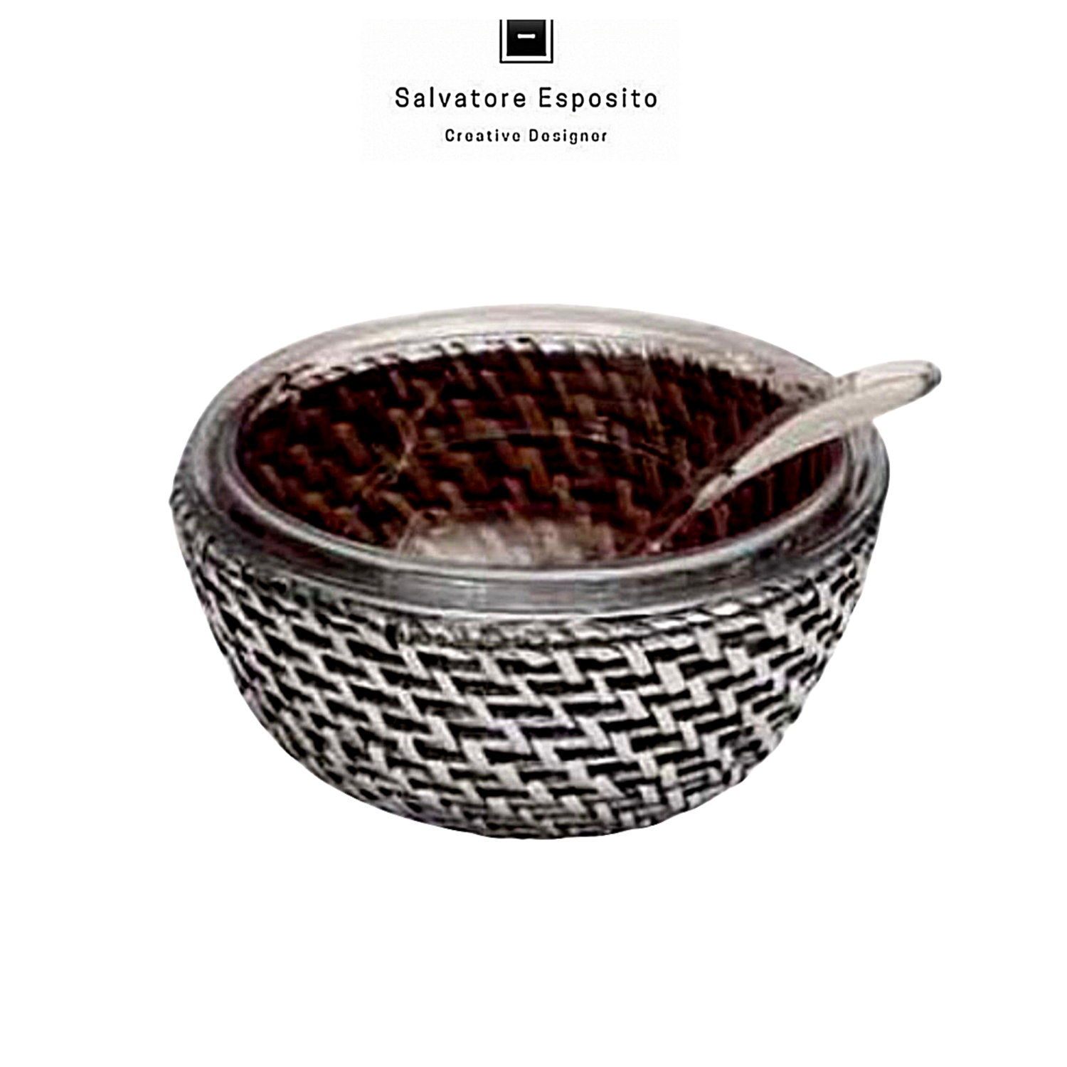 Formaggiera in rattan rivestito in argento