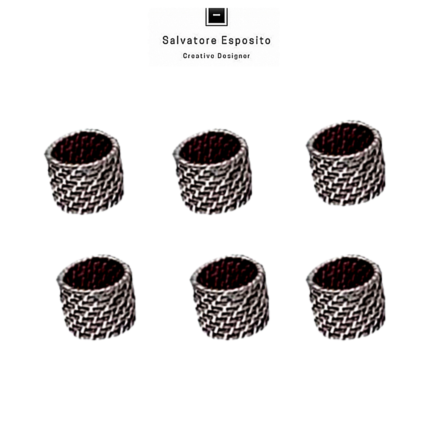 Set  Legatovaglioli in rattan rivestito in argento