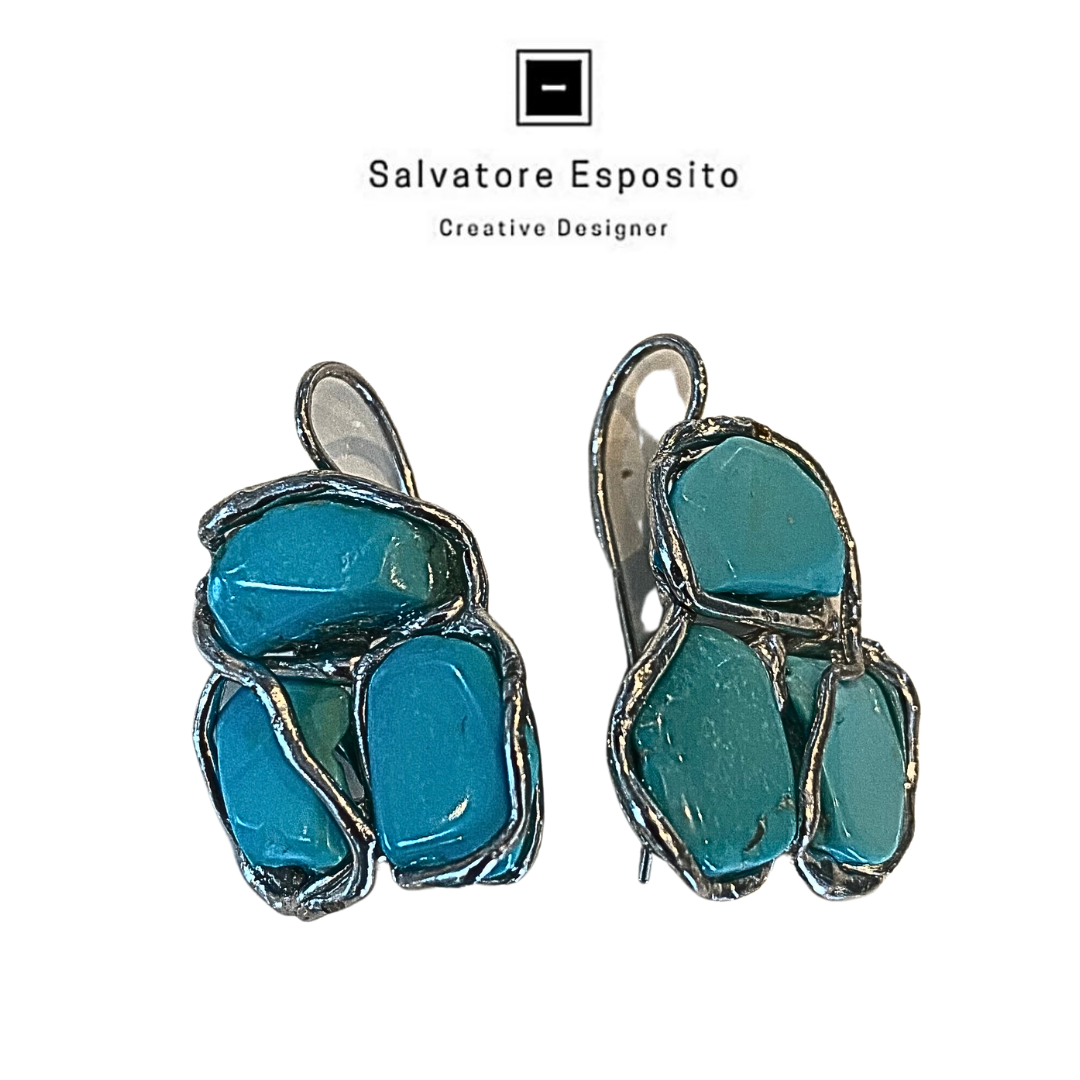 Orecchini turchese naturale in argento