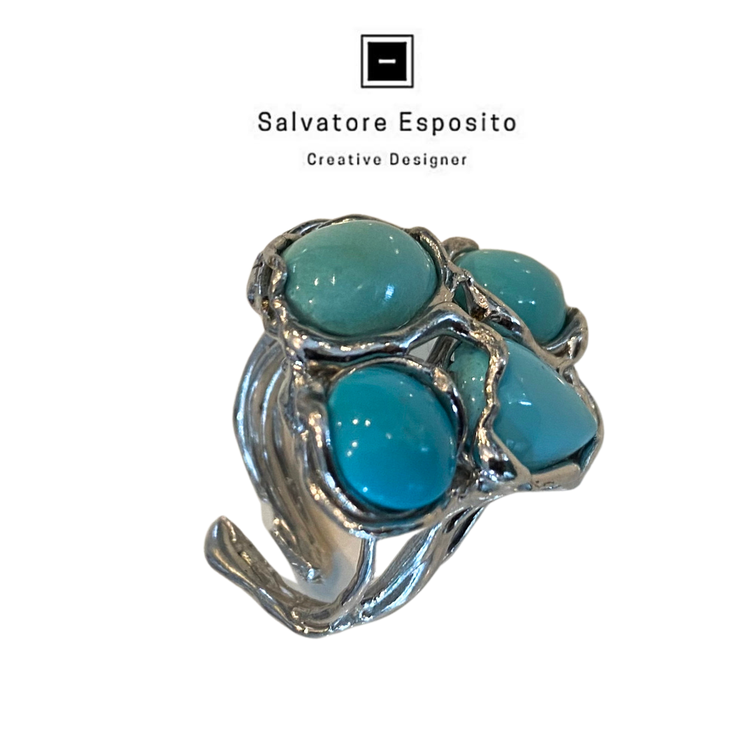 Anello turchese naturale in argento