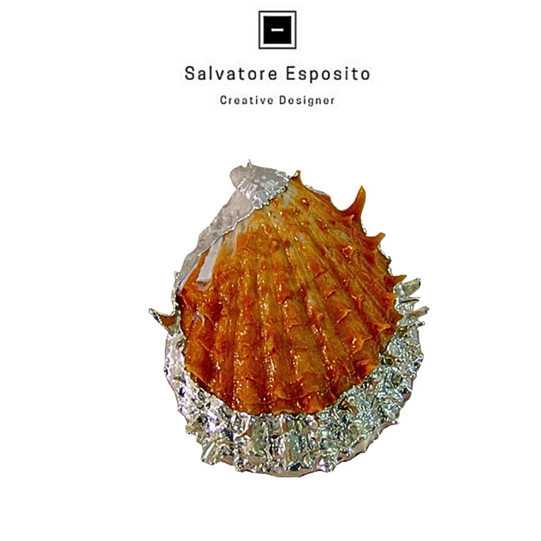 Conchiglia in argento Spondylus orange