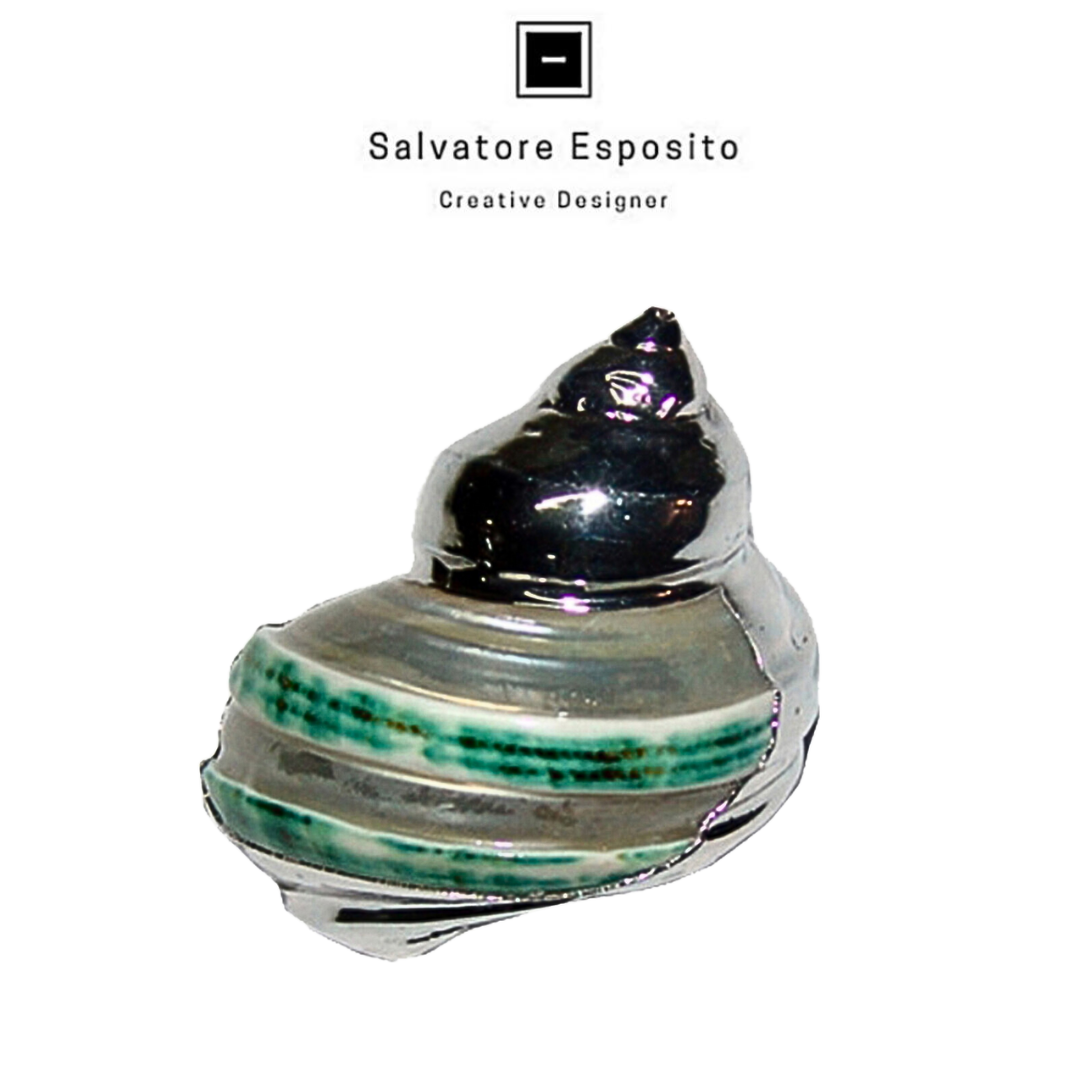 Conchiglie in argento Turbo verde doppia banda