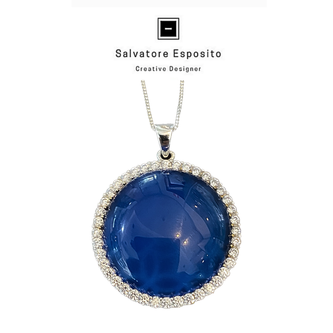 Ciondolo in argento Agata blu