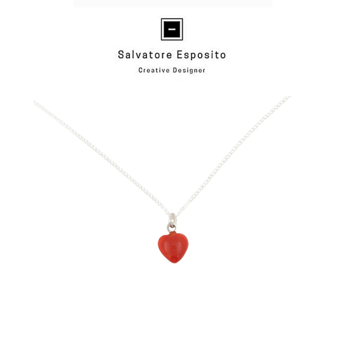 Ciondolo cuore corallo con catenina
