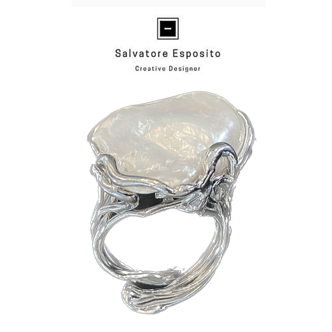 Anello Perla Barocca in argento