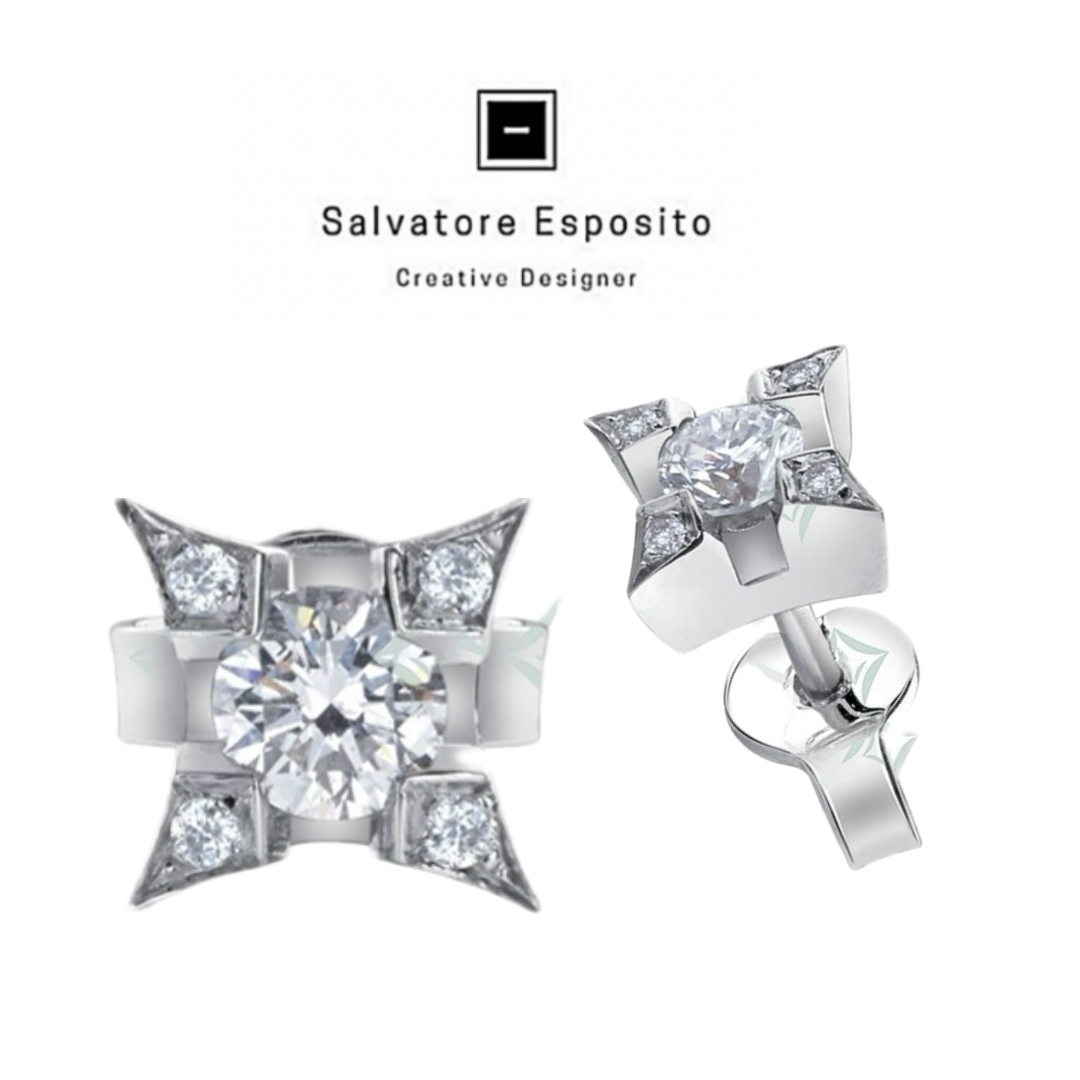 Star earrings in gold and diamonds