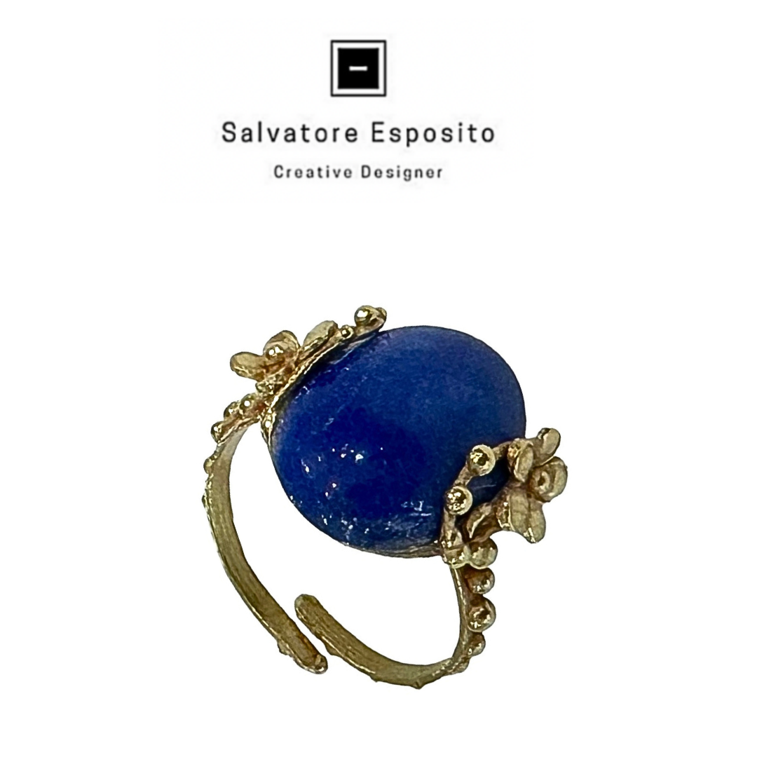 Anello cabochon lapis oro 18.kt