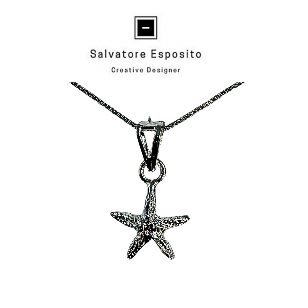 Ciondolo stella marina argento con catenina