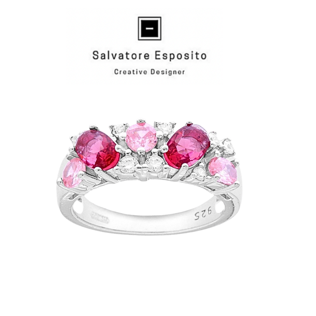 Anello zirconi colorati in argento