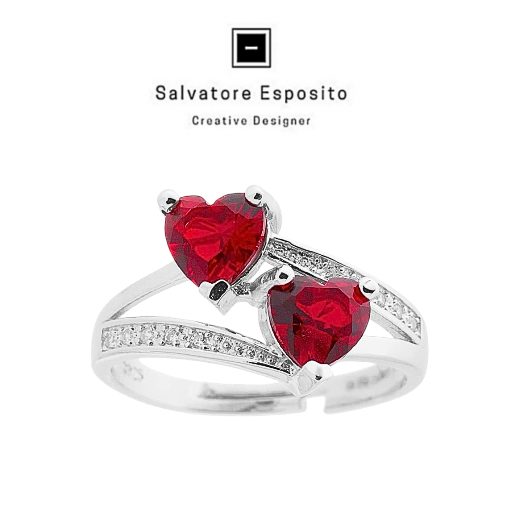 Anello cuore zirconi in argento